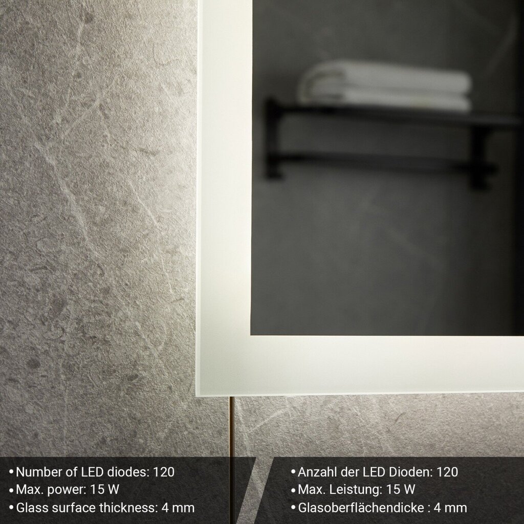 Vannas istabas spogulis/tuvplāna spogulis, LED, 100x60cm цена и информация | Vannas istabas spoguļi | 220.lv