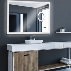 Зеркало для ванной 100х60 см, белое цена и информация | Зеркала в ванную | 220.lv