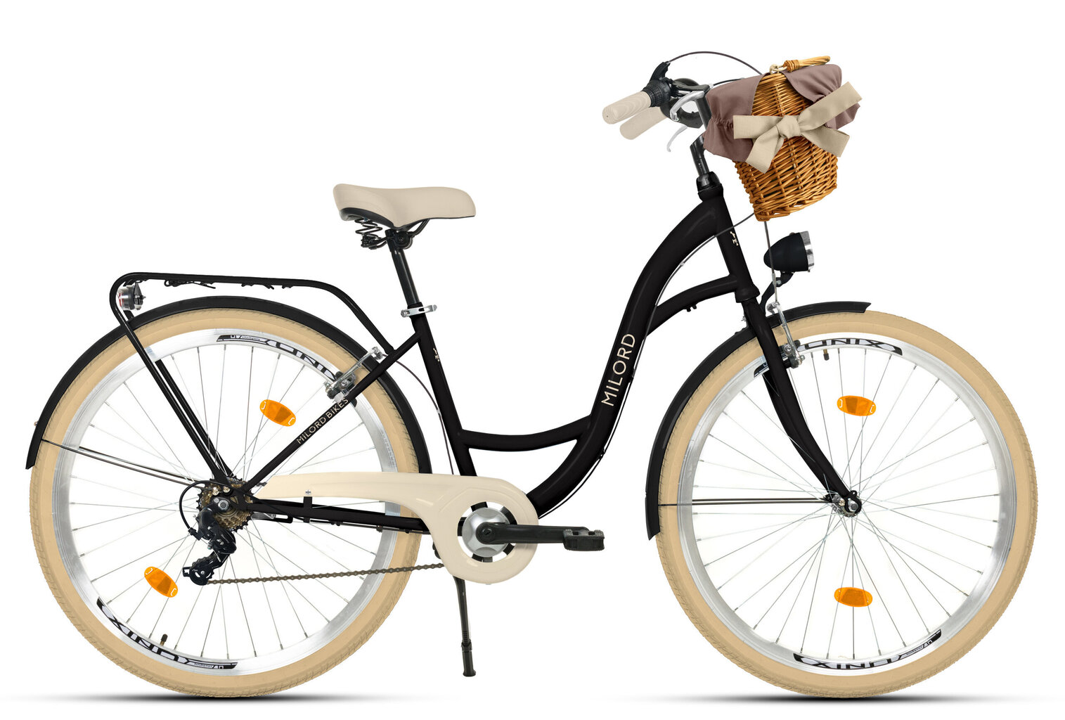 Pilsētas velosipēds Milord Black-Creme, 28", melns/bēšs cena un informācija | Velosipēdi | 220.lv