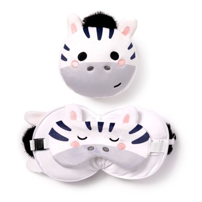 Ceļojumu spilvens ar acu masku, Zebras, white,16.5x15x11 cm цена и информация | Autokrēsliņu aksesuāri | 220.lv