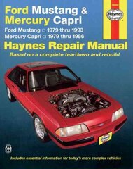 Ford Mustang, Ghia & Cobra (1979-1993) & Mercury Capri, Ghia & RS (1979-1986) in-line 4 cyl & 6 cyl, V6 & V8 Haynes Repair Manual (USA) Revised edition цена и информация | Энциклопедии, справочники | 220.lv