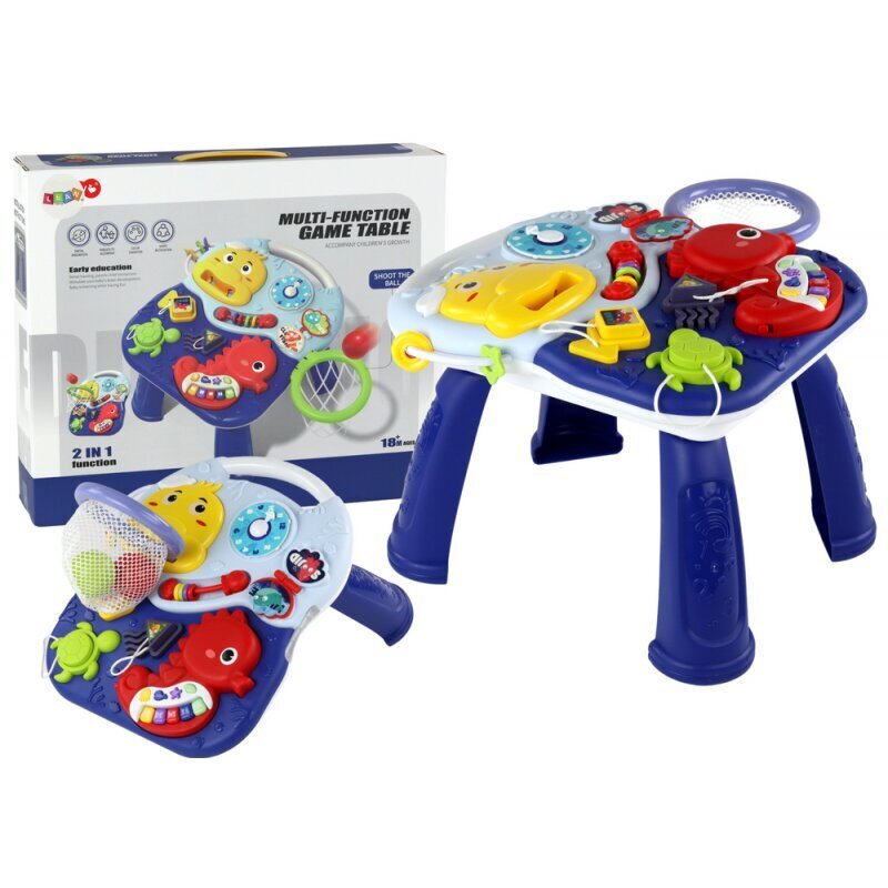 Mācību galds 2in1 Sea Animals Basket Balls Lean Toys, zils cena un informācija | Rotaļlietas zīdaiņiem | 220.lv