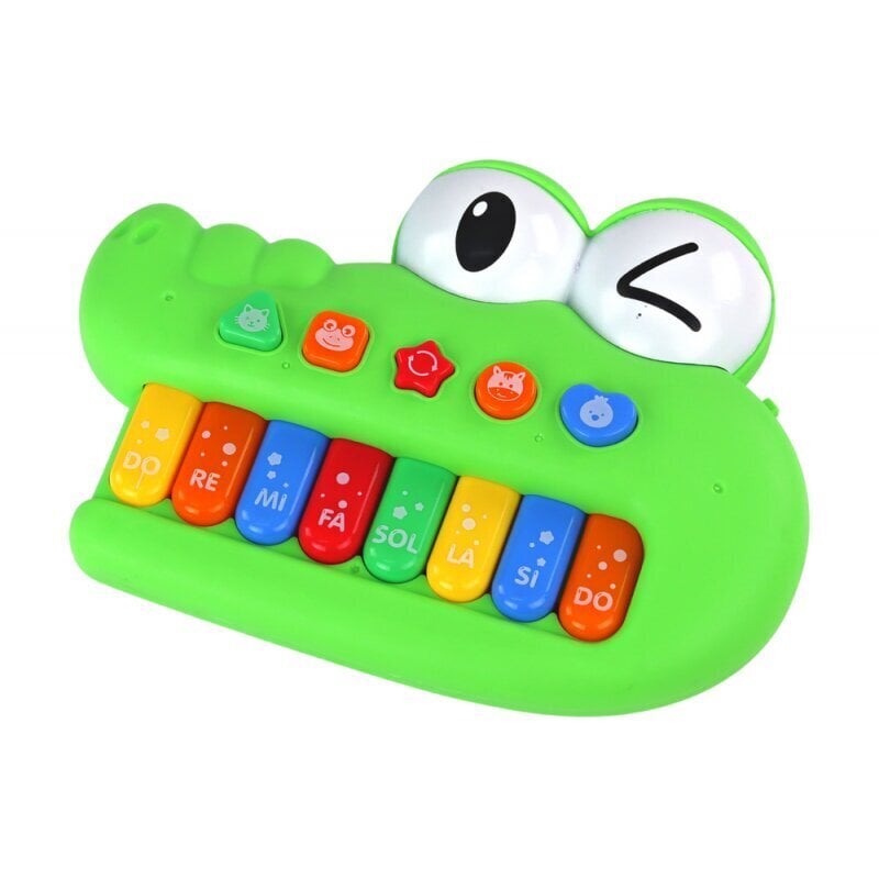 Mūzikas tastatūras rotaļlieta ar gaismas efektiem Lean Toys, zaļa cena un informācija | Rotaļlietas zīdaiņiem | 220.lv