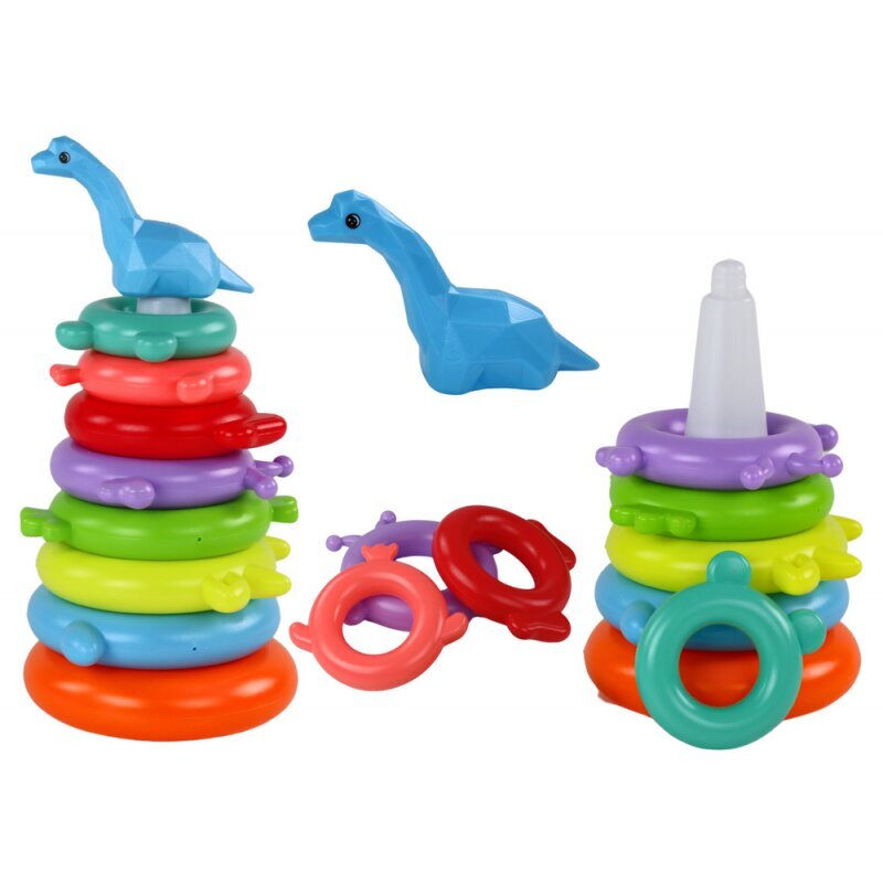 Piramīdas puzle Dinozauru Lean Toys, 8d. цена и информация | Rotaļlietas zīdaiņiem | 220.lv