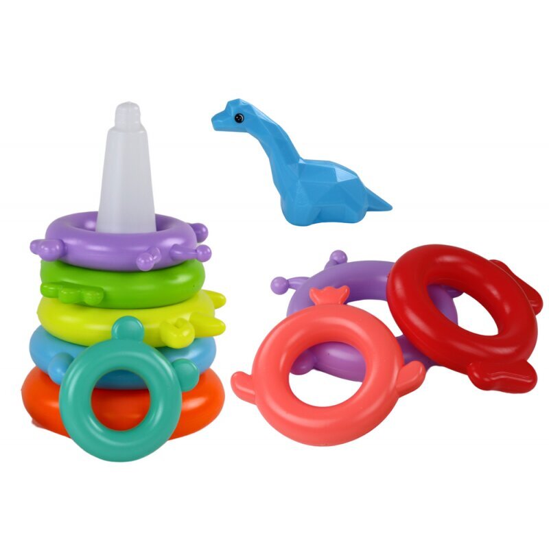 Piramīdas puzle Dinozauru Lean Toys, 8d. цена и информация | Rotaļlietas zīdaiņiem | 220.lv