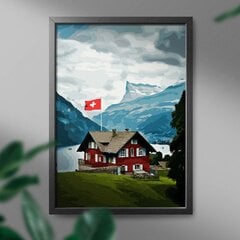 Glezna pēc cipariem Oh Art, Māja Šveicē, 40x50 cm cena un informācija | Gleznas pēc numuriem | 220.lv