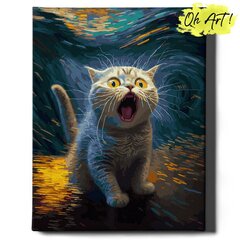 Glezna pēc cipariem Oh Art, Balts kaķēns, 40x50 cm cena un informācija | Gleznas pēc numuriem | 220.lv