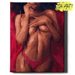Glezna pēc cipariem Oh Art, Meitene uz gultas, 40x50 cm cena un informācija | Gleznas pēc numuriem | 220.lv