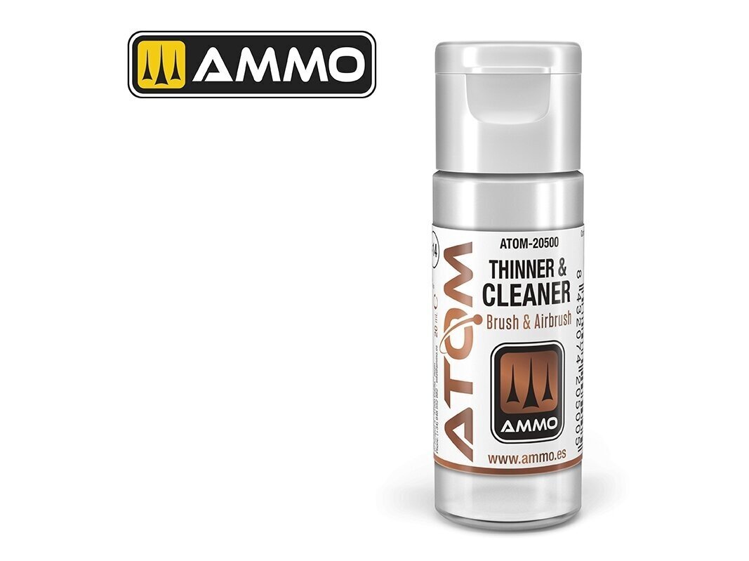 Akrila krāsas šķīdinātājs Ammo Mig - Atom Thinner and Cleaner, 20 ml, 20500 цена и информация | Modelēšanas un zīmēšanas piederumi | 220.lv