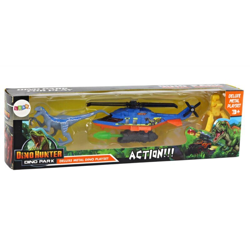 Helikoptera un dinozauru komplekts Blue Dino Park Set Lean Toys цена и информация | Rotaļlietas zēniem | 220.lv