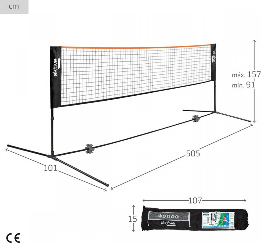 Volejbola tīkls Aktive, 505 x 157 x 101 cm cena un informācija | Volejbola tīkli | 220.lv