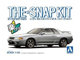 Līmējamais modelis Aoshima - The Snap Kit Nissan R32 Skyline GT-R / Spark Silver, 1/32, 06356 cena un informācija | Konstruktori | 220.lv