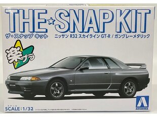 Сборная пластиковая модель. Aoshima - The Snap Kit Nissan R32 Skyline GT-R / Gun Gray Metallic, 1/32, 06353 цена и информация | Склеиваемые модели | 220.lv