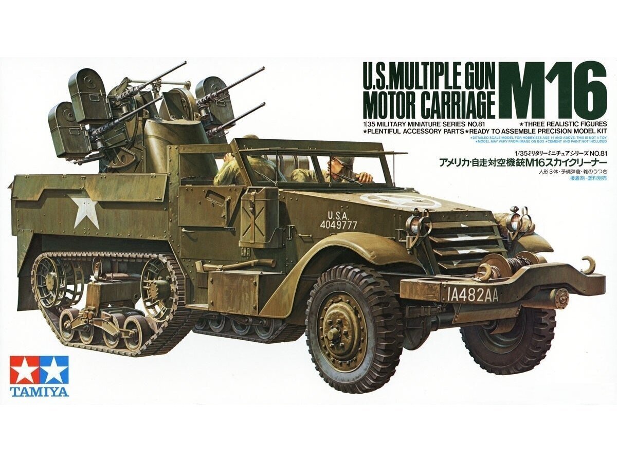 Līmējamais modelis Tamiya - U.S. Multiple Gun Motor Carriage M16, 1/35, 35081 cena un informācija | Konstruktori | 220.lv