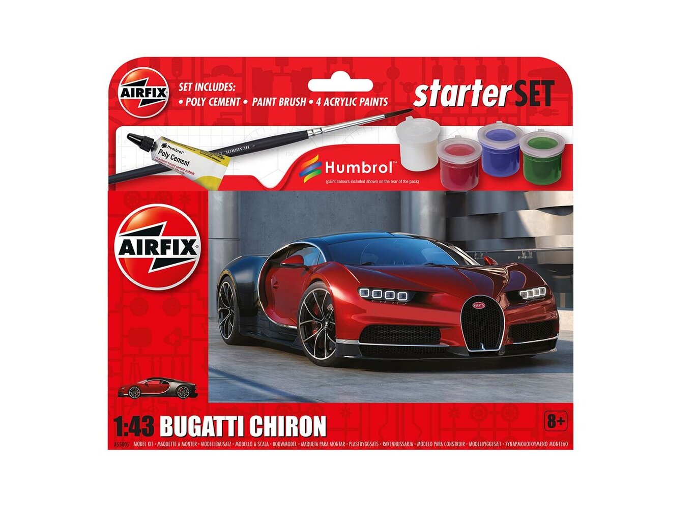 Dāvanu komplekts Airfix - Bugatti Chiron, 1/43, A55005 cena un informācija | Konstruktori | 220.lv