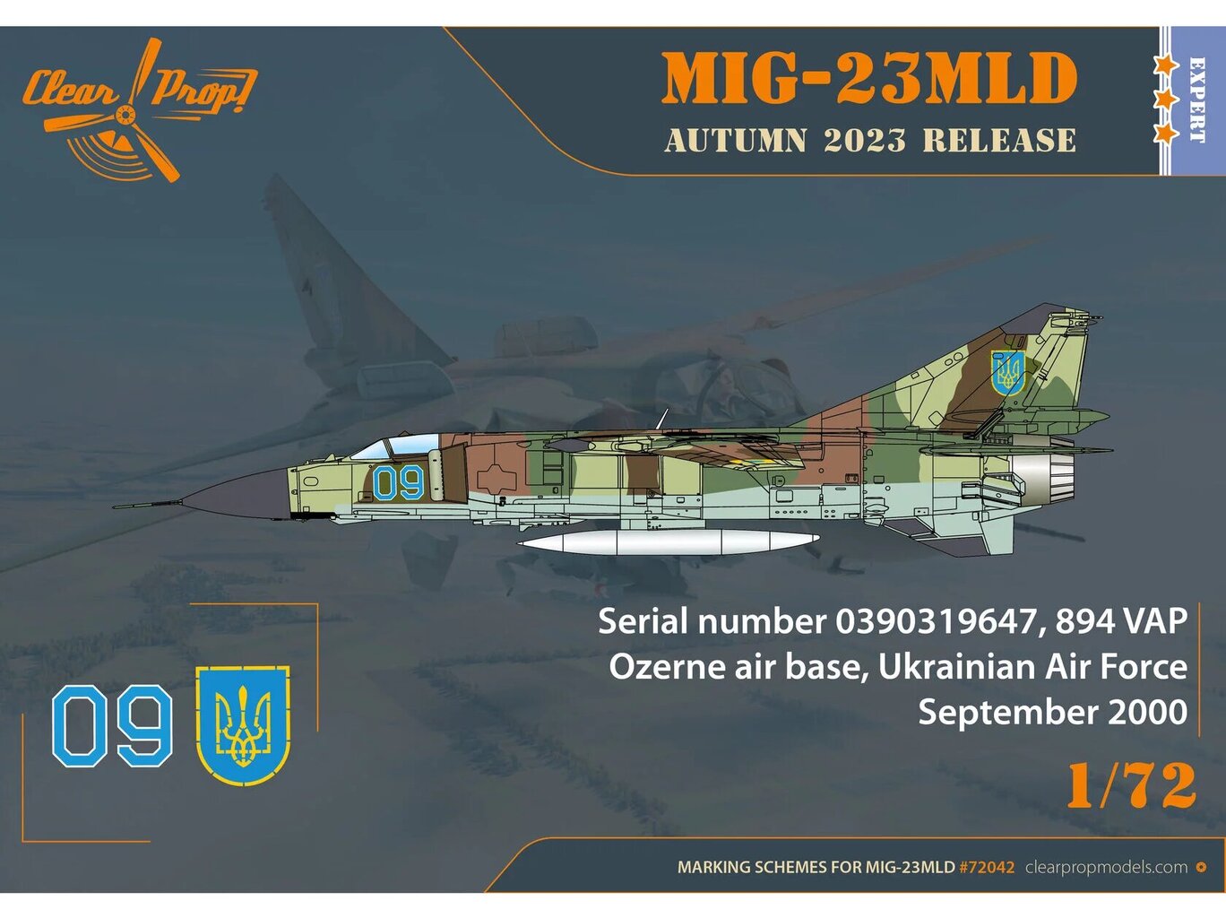 Līmējamais modelis Clear Prop! - MiG-23MLD The last Ukrainian Flogger-K / Expert Kit, 1/72, CP72042 cena un informācija | Konstruktori | 220.lv