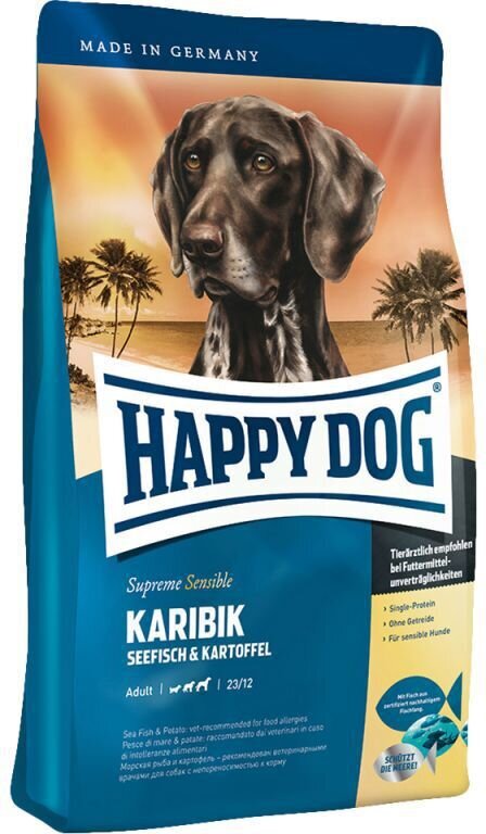 Happy Dog Supreme Karibik visu šķirņu suņiem, ar zivīm, 4 kg cena un informācija | Sausā barība suņiem | 220.lv