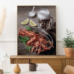 Glezna pēc cipariem Oh Art, Alus un omārs, 40x50 cm cena un informācija | Gleznas pēc numuriem | 220.lv