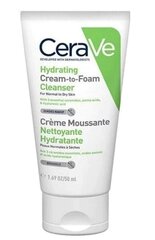 Attīrošs krēma tīrīšanas līdzeklis kombinētai ādai CeraVe Hydrating Cream-to-Foam, 50 ml cena un informācija | Sejas ādas kopšana | 220.lv