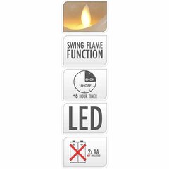 LED svece ar taimera funkciju 7,5x15 cm cena un informācija | Sveces un svečturi | 220.lv