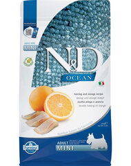 Farmina N&D Ocean Dog mazu šķirņu suņiem, ar siļķi un apelsīnu, 2,5 kg cena un informācija | Sausā barība suņiem | 220.lv