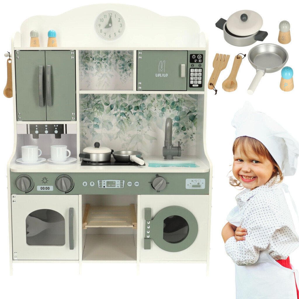 Koka virtuve Ecotoys, zaļa/balta cena un informācija | Rotaļlietas meitenēm | 220.lv
