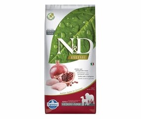 Farmina N&D PRIME DOG CHICKEN & POMEGRANATE ADULT MEDIUM & MAXI vidējo un lielo šķirņu suņiem, 12 kg cena un informācija | Sausā barība suņiem | 220.lv