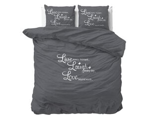 Комплект постельного белья Live, laugh and love, 200х220 см, темно-серый цена и информация | Комплекты постельного белья | 220.lv