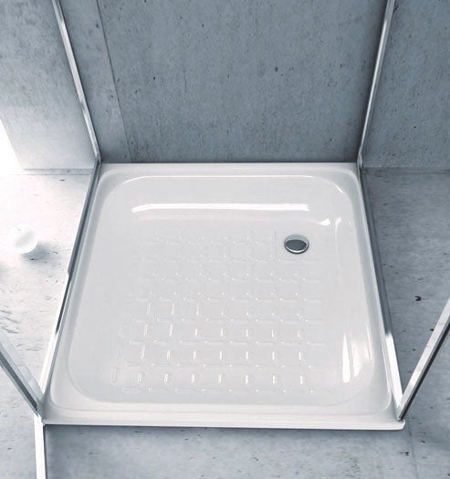Emaljēts kvadrātveida dušas paliktnis, 70x70 cm, balts cena un informācija | Dušas paliktņi | 220.lv