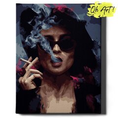 Glezna pēc cipariem Oh Art, Meitene ar cigareti, 40x50 cm cena un informācija | Gleznas pēc numuriem | 220.lv