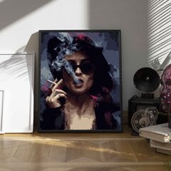Glezna pēc cipariem Oh Art, Meitene ar cigareti, 40x50 cm cena un informācija | Gleznas pēc numuriem | 220.lv