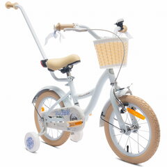 Толкатель боковые колеса Цветочный велосипед ребенок синий для девочек 14 дюймов толкать велосипед цена и информация | Балансировочные велосипеды | 220.lv