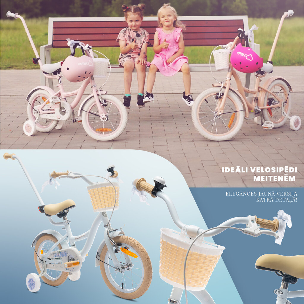 Velosipēds meitenēm Flower Bike 14", balts цена и информация | Velosipēdi | 220.lv