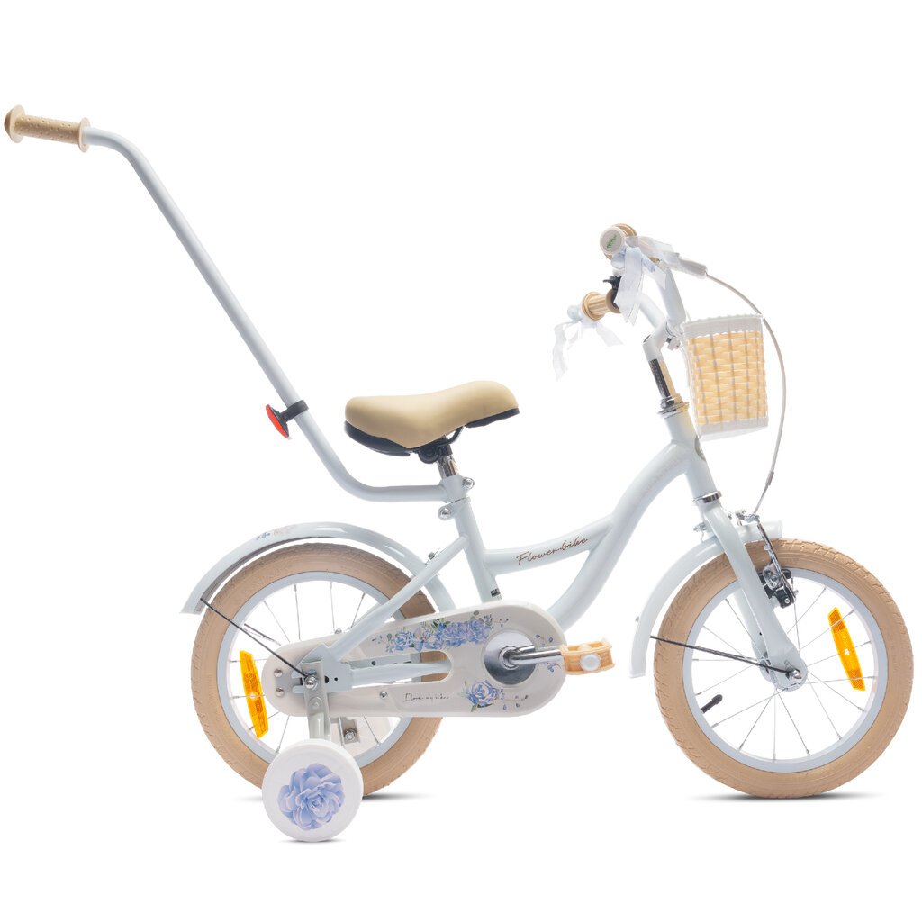 Velosipēds meitenēm Flower Bike 14", balts цена и информация | Velosipēdi | 220.lv