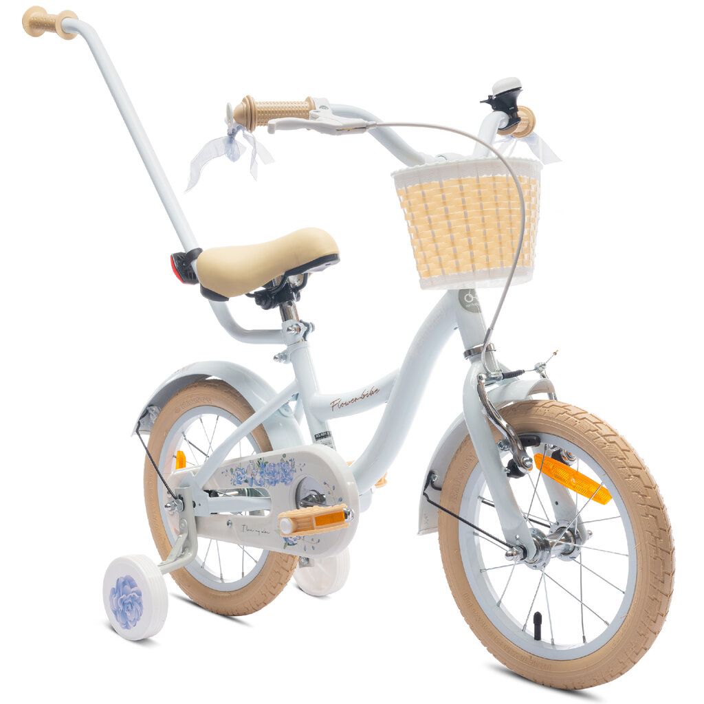 Velosipēds meitenēm Flower Bike 14", balts цена и информация | Velosipēdi | 220.lv