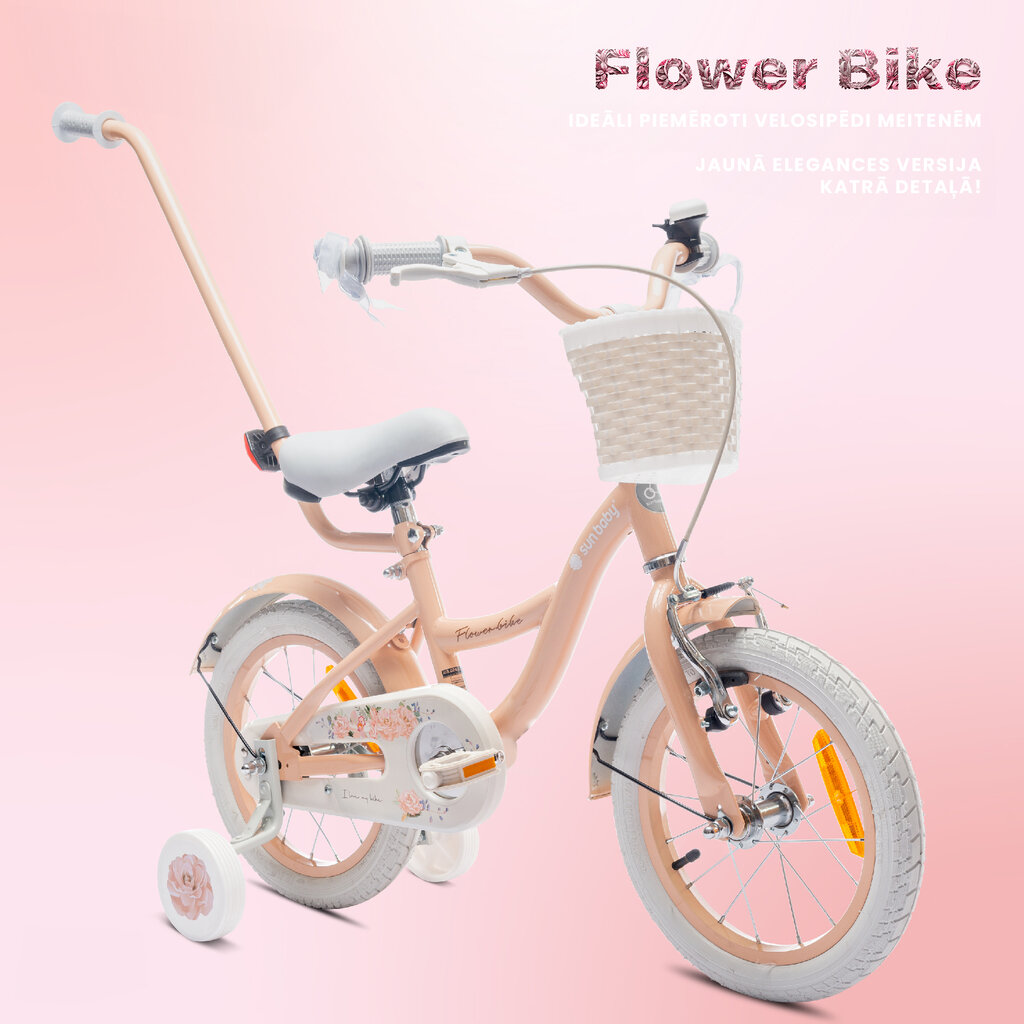 Velosipēds meitenēm Flower Bike 14", oranžs cena un informācija | Velosipēdi | 220.lv