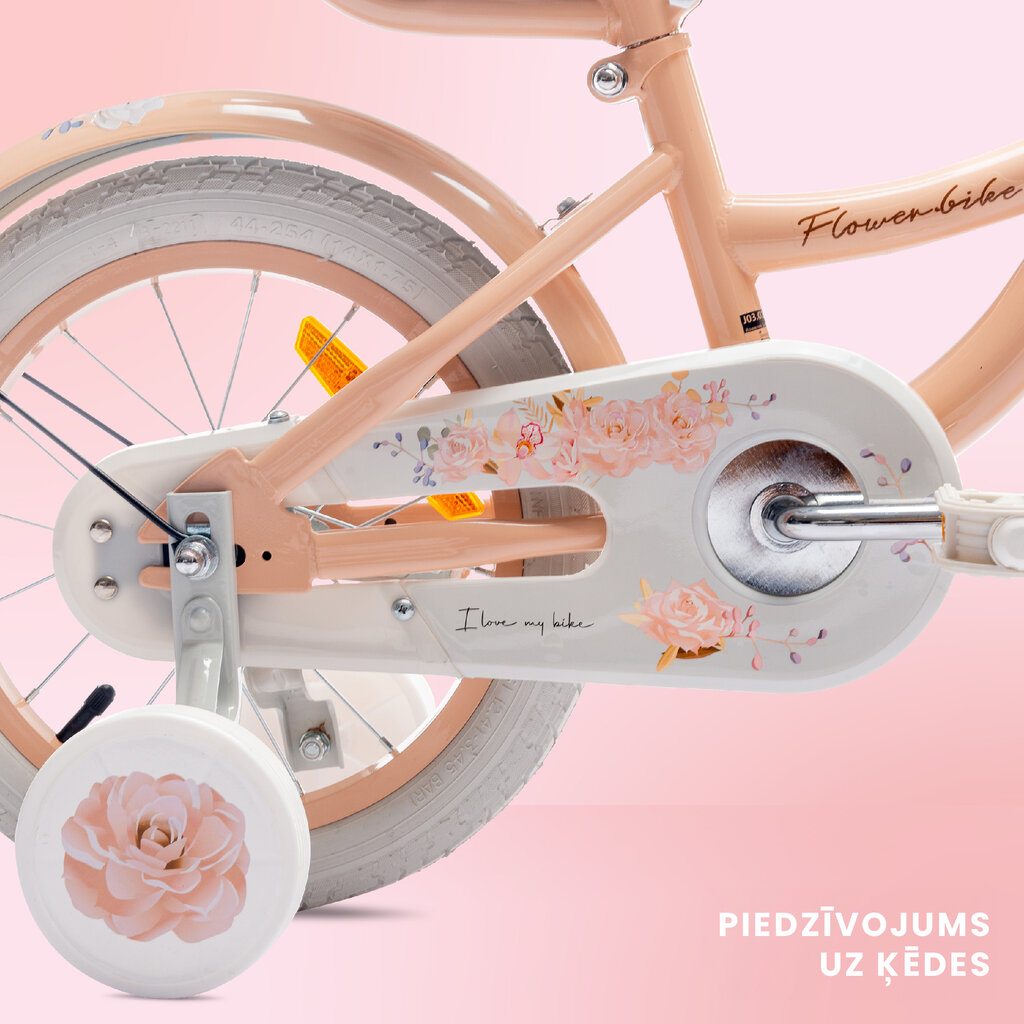 Velosipēds meitenēm Flower Bike 14", oranžs cena un informācija | Velosipēdi | 220.lv