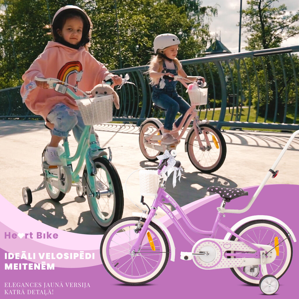 Velosipēds meitenēm Heart Bike 16", violets cena un informācija | Velosipēdi | 220.lv