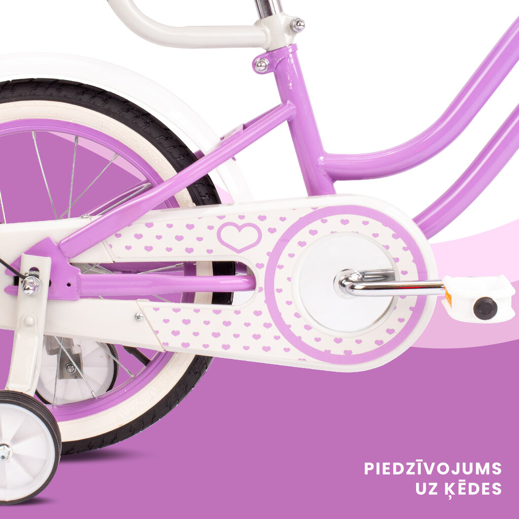 Velosipēds meitenēm Heart Bike 16", violets cena un informācija | Velosipēdi | 220.lv