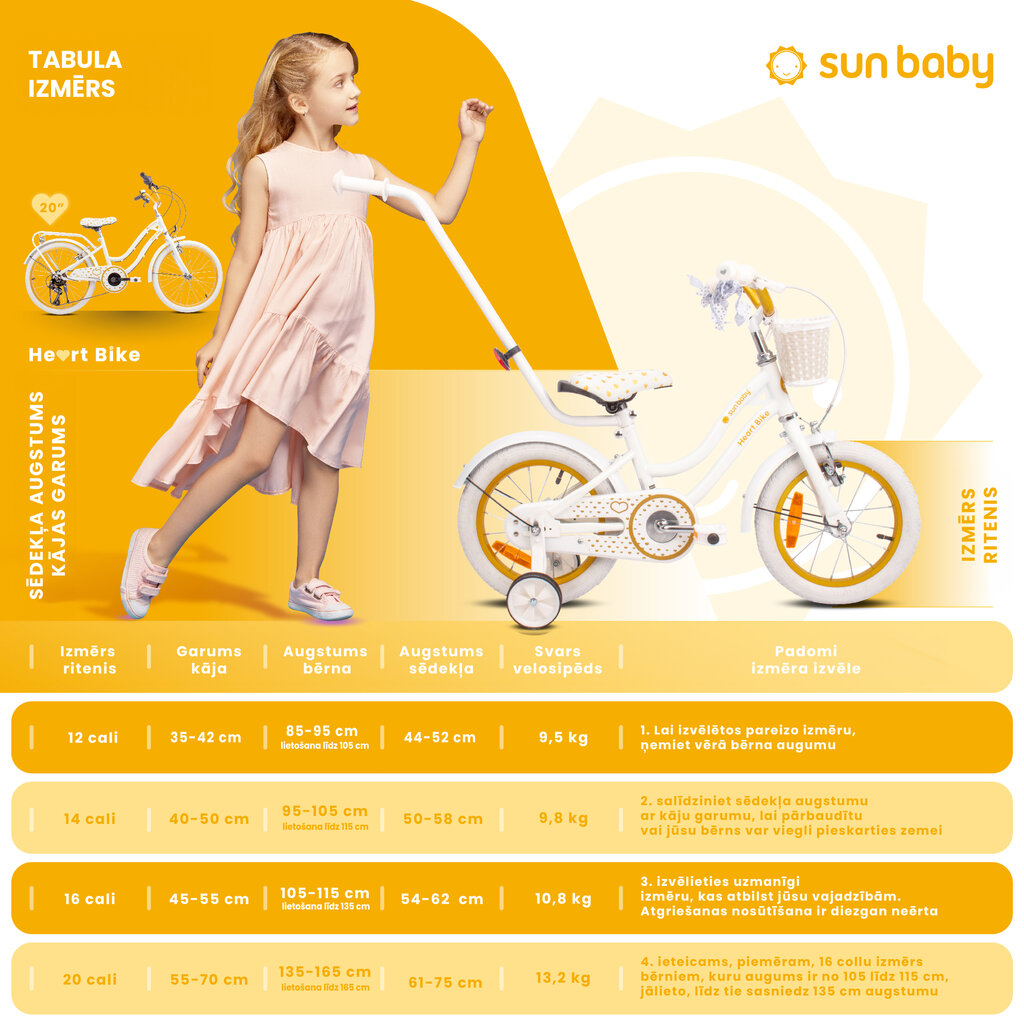 Velosipēds meitenēm Heart Bike 20", balts cena un informācija | Velosipēdi | 220.lv