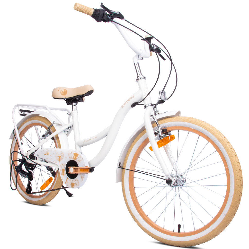 Velosipēds meitenēm Flower Bike 20", balts cena un informācija | Velosipēdi | 220.lv