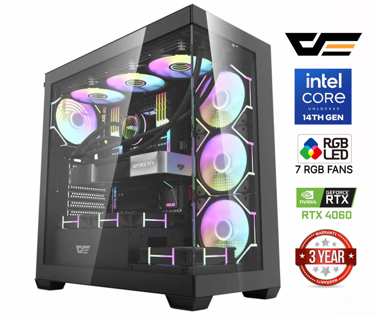 Core i5-14400F 16GB 1TB SSD 1TB HDD RTX 4060 8GB NoOS cena un informācija | Stacionārie datori | 220.lv