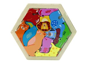 Koka puzle Dzīvnieki, 15 d. cena un informācija | Rotaļlietas zīdaiņiem | 220.lv