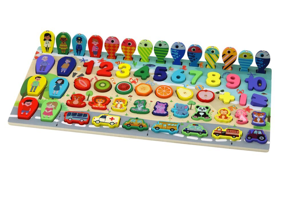 Koka šķirotājs un puzle, 59 gab. cena un informācija | Attīstošās rotaļlietas | 220.lv