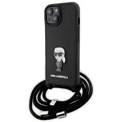 Karl Lagerfeld KLHCP15SSASKNPSK iPhone 15 6.1" hardcase czarny|black Crossbody Saffiano Monogram Metal Pin Karl & Choupette цена и информация | Чехлы для телефонов | 220.lv