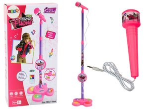 Regulējams mikrofons ar statīvu bērniem, rozā krāsā cena un informācija | Attīstošās rotaļlietas | 220.lv