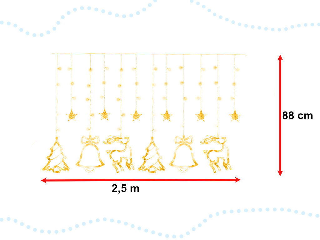 Ziemassvētku virtenes aizskars, 138 LED, 2,5 m цена и информация | Ziemassvētku lampiņas, LED virtenes | 220.lv