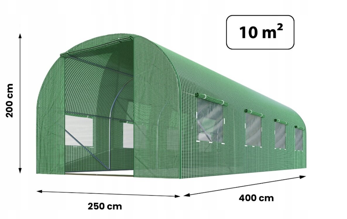 Siltumnīca 10 m² 4m x 2.5 m cena un informācija | Siltumnīcas | 220.lv