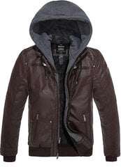Кожаная мужская куртка Wantdo, коричневая цена и информация | Мужские куртки | 220.lv