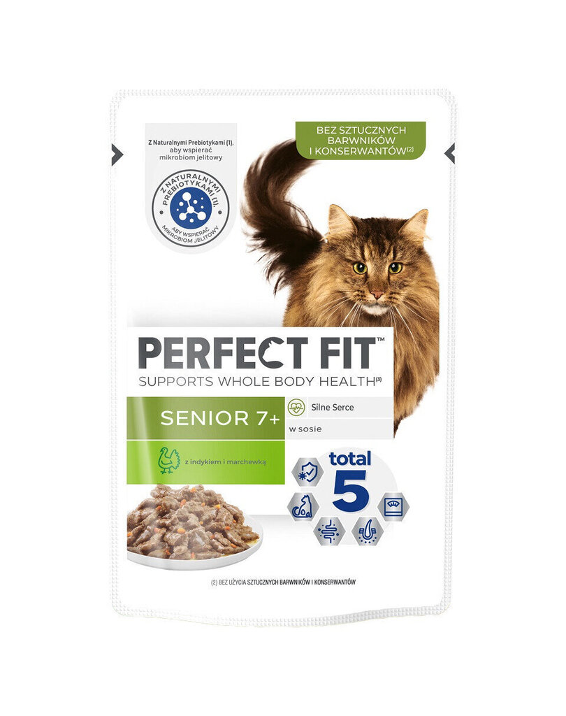 Perfect Fit Senior 7+ kaķu konservi ar tītaru un burkāniem, 12x85 g cena un informācija | Konservi kaķiem | 220.lv